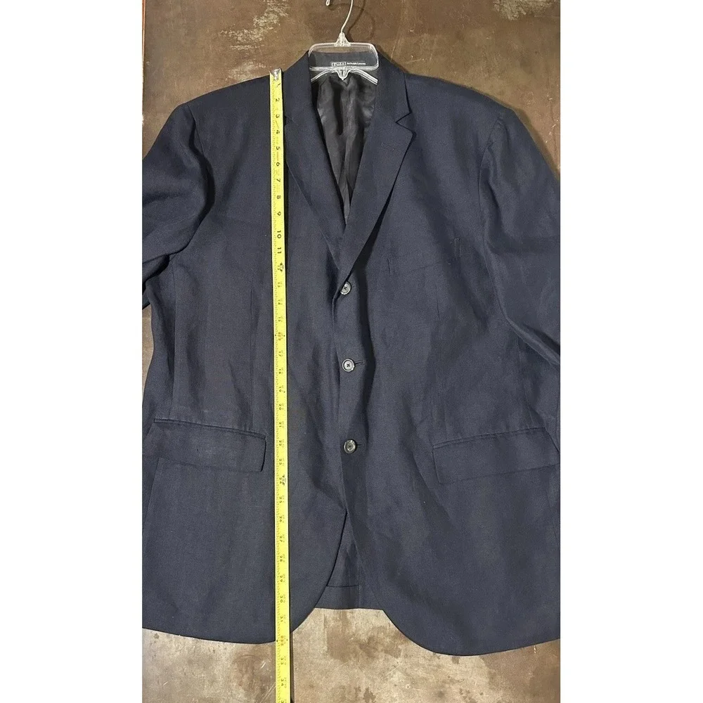 Vintage Polo Ralph Lauren Blazer 46R Flax Linen Navy Blue Unstructured Jacket